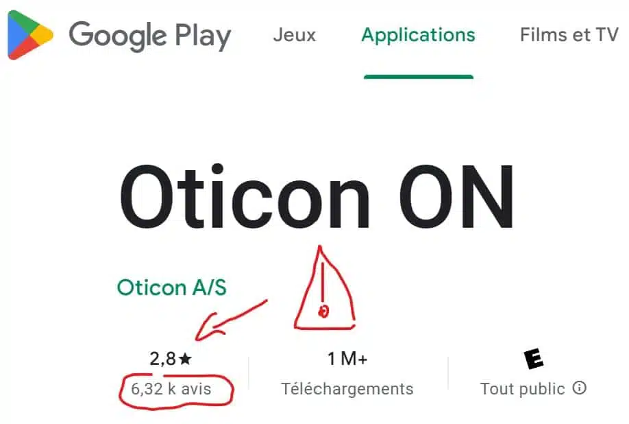 AVIS_AUDIKA_APP_ON_OTICON_PAR_LES_UTILISATEURS_PLAY_GOOGLE