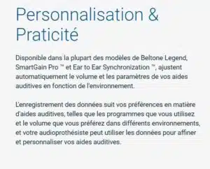 Beltone Legend ajuste automatiquement la puissance du son