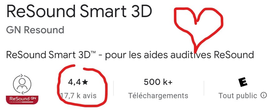 Avis utilisateur Resound smart 3D app Androïd et apple store