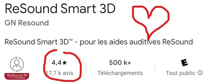 Avis utilisateur Resound smart 3D app Androïd et apple store